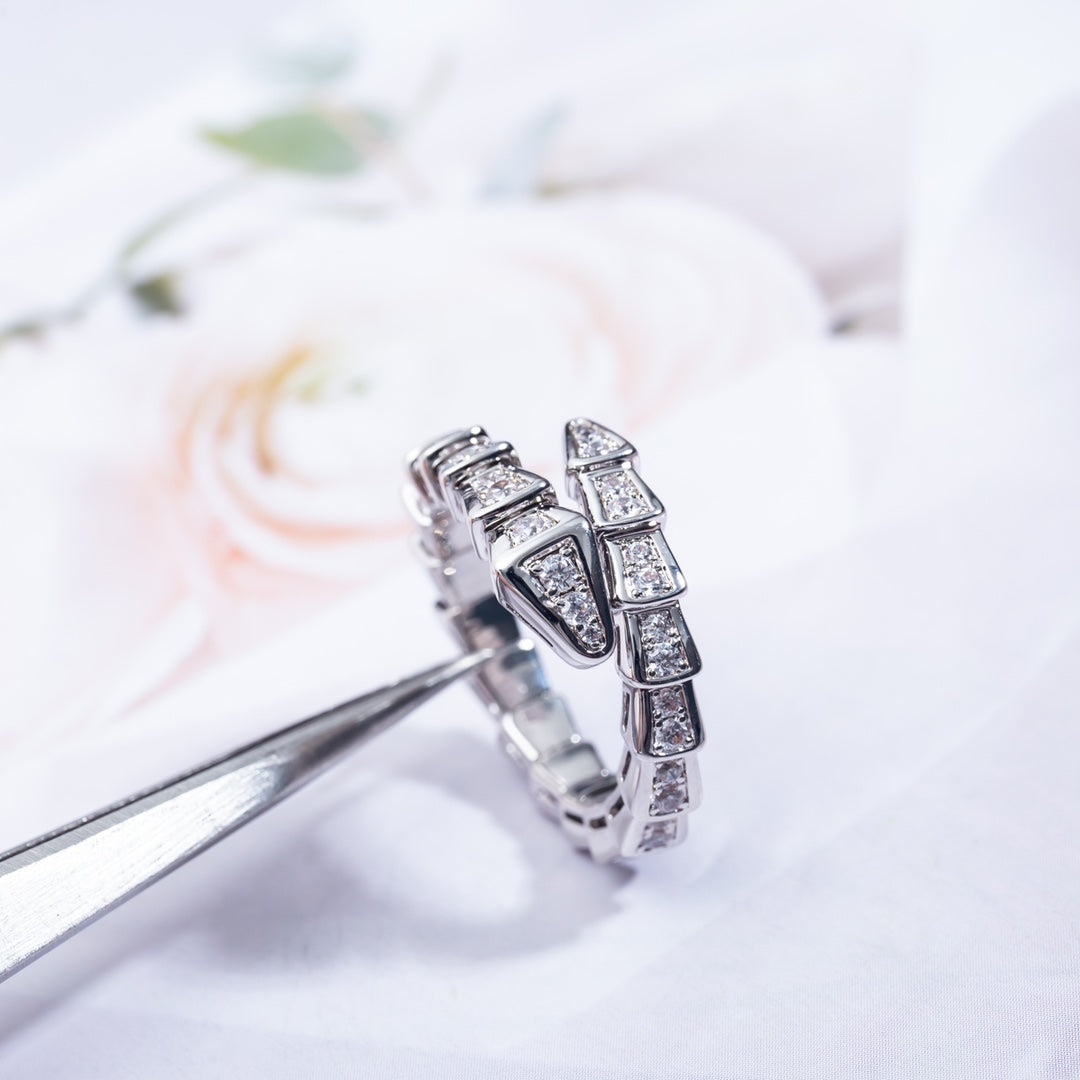 [Violet JW]SERPENTI RING SILVER DIAMOND PAVED 4MM
