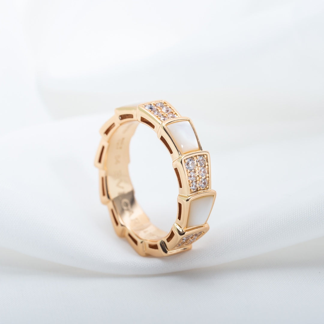 [Violet JW]SERPENTI RING PINK GOLD MOP DIAMOND PAVED 4MM
