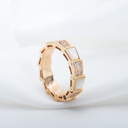 [Violet JW]SERPENTI RING PINK GOLD MOP DIAMOND PAVED 4MM