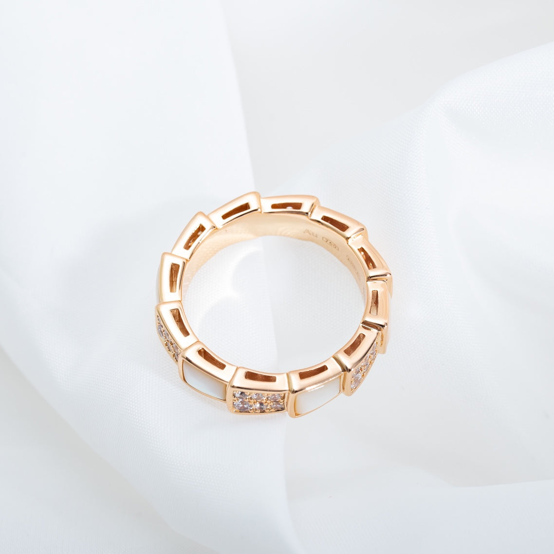 [Violet JW]SERPENTI RING PINK GOLD MOP DIAMOND PAVED 4MM