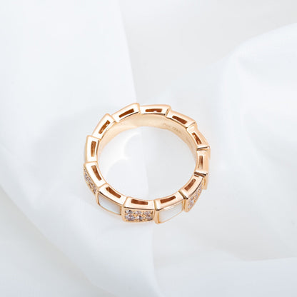 [Violet JW]SERPENTI RING PINK GOLD MOP DIAMOND PAVED 4MM