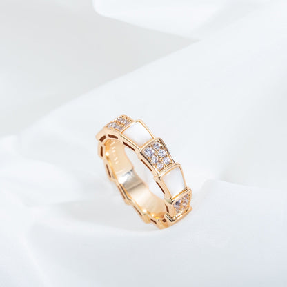 [Violet JW]SERPENTI RING PINK GOLD MOP DIAMOND PAVED 4MM