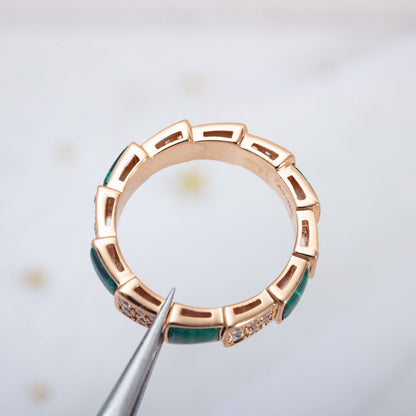 [Violet JW]SERPENTI RING PINK GOLD MALACHITE DIAMOND PAVED 4MM