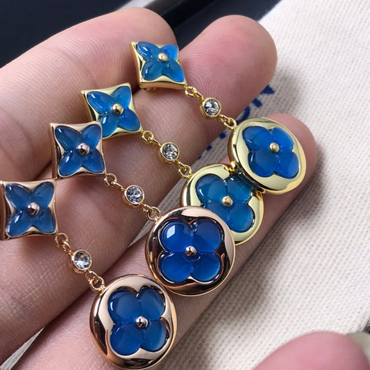 [Violet JW]STAR AND SUN AGATE DIAMOND EARRINGS