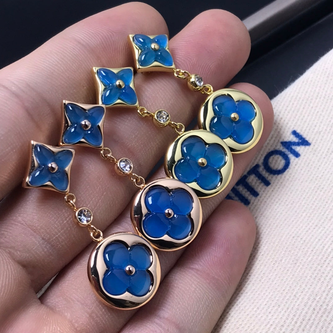 [Violet JW]STAR AND SUN AGATE DIAMOND EARRINGS