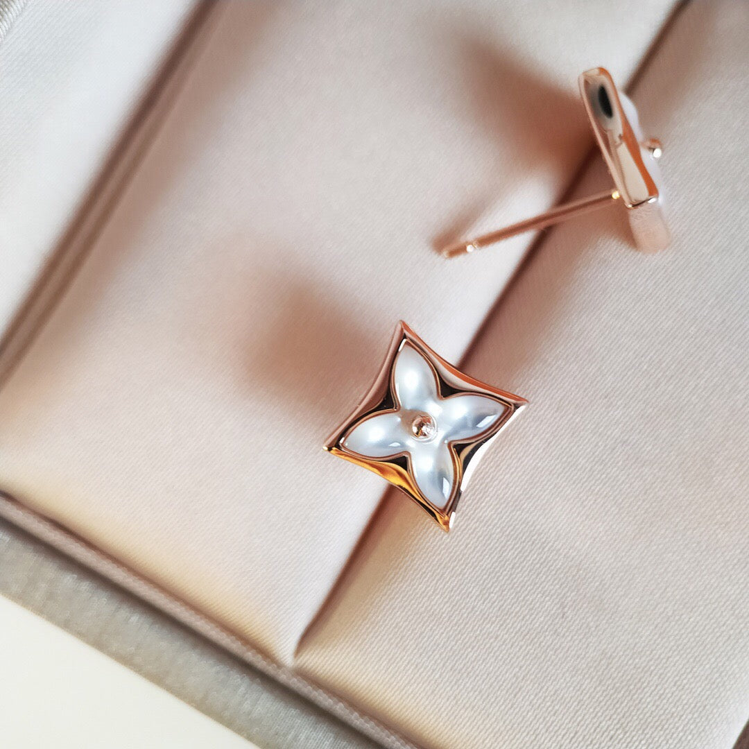 [Violet JW]STAR MOP PINK GOLD EARRINGS