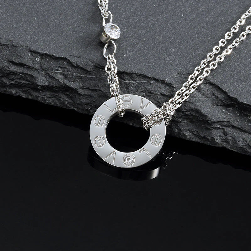 [Violet JW]LOVE NECKLACE 16MM 2 DIAMONDS