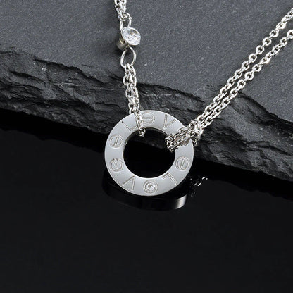 [Violet JW]LOVE NECKLACE 16MM 2 DIAMONDS