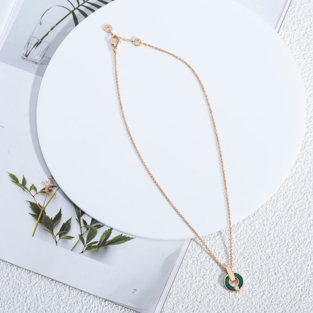 [Violet JW]GARI NECKLACE PINK GOLD MALACHITE