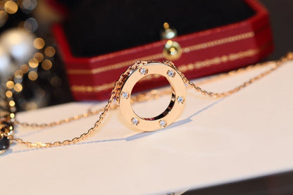 [Violet JW]LOVE NECKLACE 16MM 6 DIAMONDS PINK GOLD