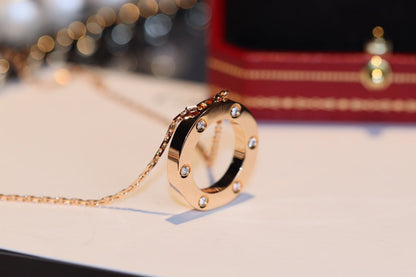 [Violet JW]LOVE NECKLACE 16MM 6 DIAMONDS PINK GOLD