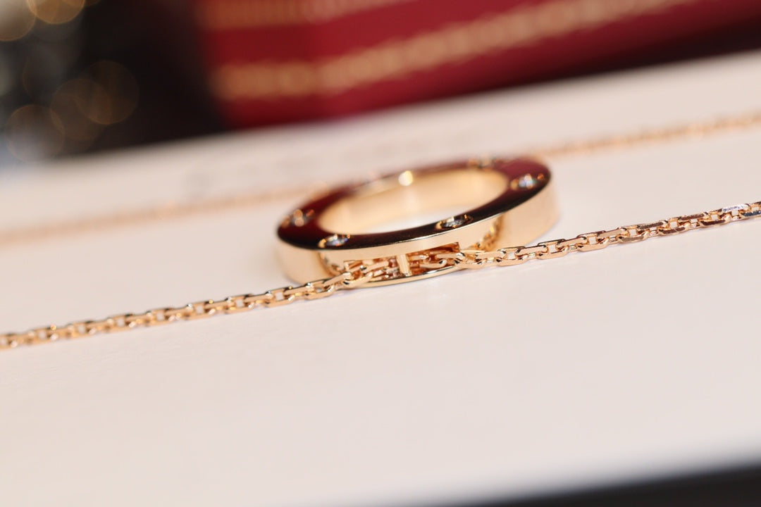 [Violet JW]LOVE NECKLACE 16MM 6 DIAMONDS PINK GOLD