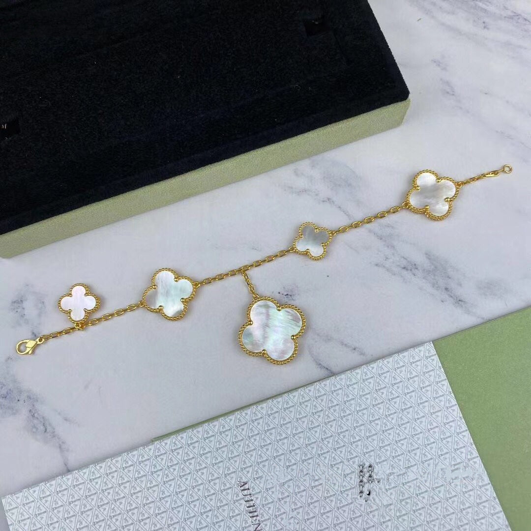 [Violet JW]MAGIC CLOVER MOP GOLD BRACELET 5 MOTIFS