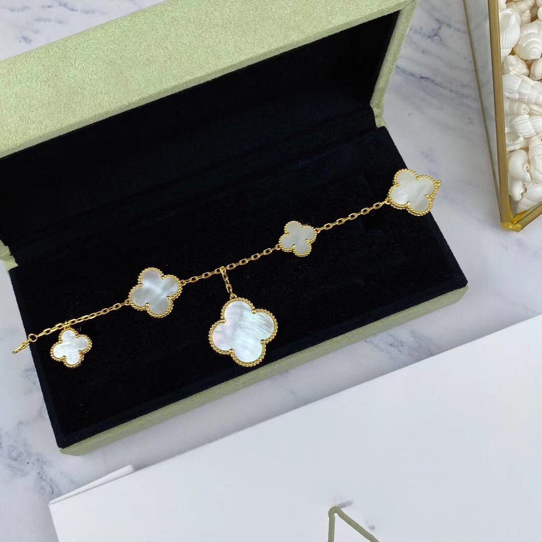 [Violet JW]MAGIC CLOVER MOP GOLD BRACELET 5 MOTIFS