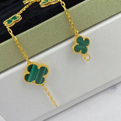 [Violet JW]MAGIC CLOVER MALACHITE GOLD BRACELET 5 MOTIFS