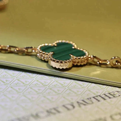 [Violet JW]CLOVER 5 MOTIFS MALACHITE BRACELET