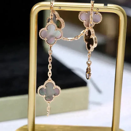 [Violet JW]CLOVER 5 MOTIF GRAY MOP  BRACELET