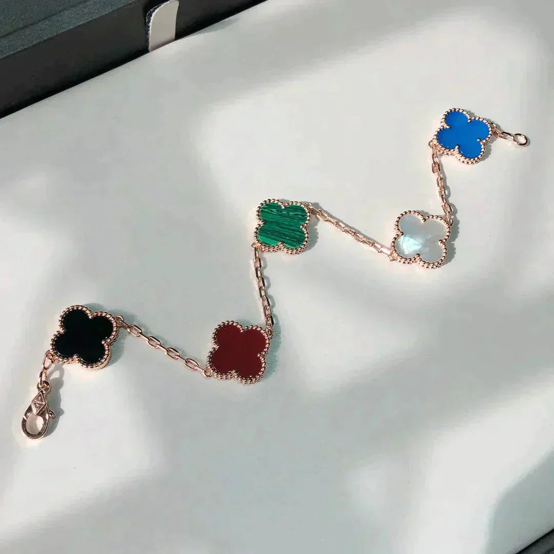 [Violet JW]CLOVER 5 MOTIFS MULTICOLOR  BRACELET