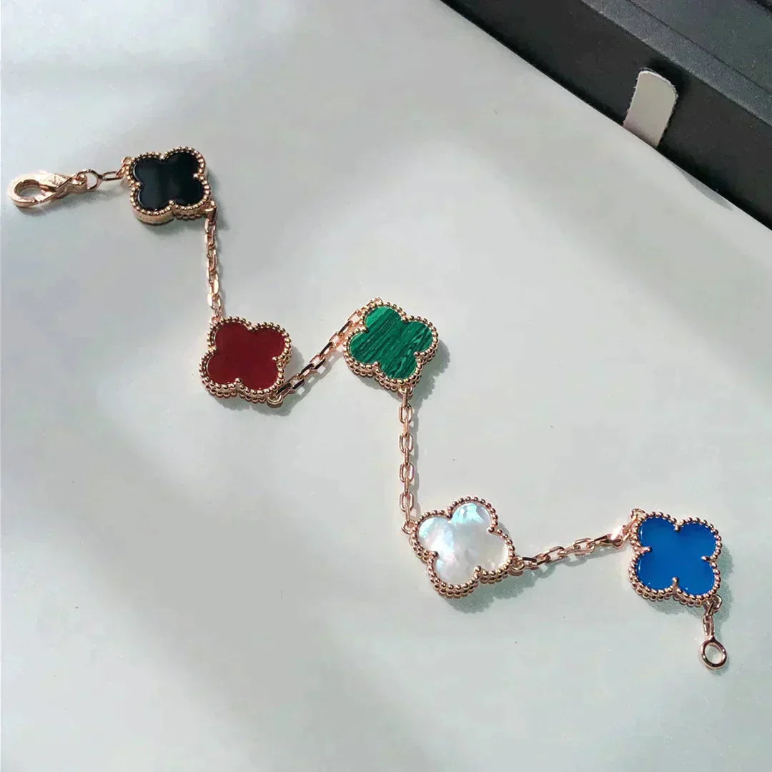 [Violet JW]CLOVER 5 MOTIFS MULTICOLOR  BRACELET