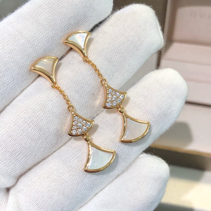 [Violet JW]DREAM EARRINGS 3 MOTIFS DIAMOND MOP PINK GOLD