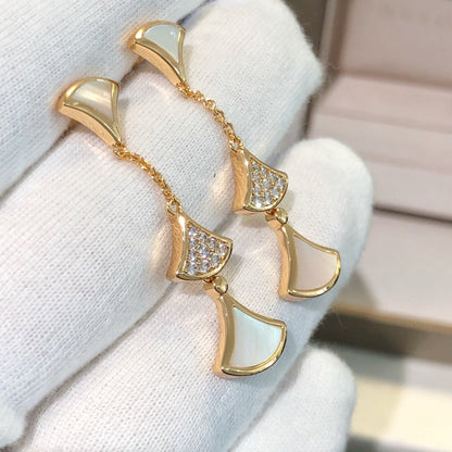 [Violet JW]DREAM EARRINGS 3 MOTIFS DIAMOND MOP PINK GOLD