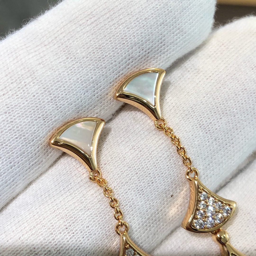 [Violet JW]DREAM EARRINGS 3 MOTIFS DIAMOND MOP PINK GOLD