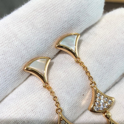 [Violet JW]DREAM EARRINGS 3 MOTIFS DIAMOND MOP PINK GOLD