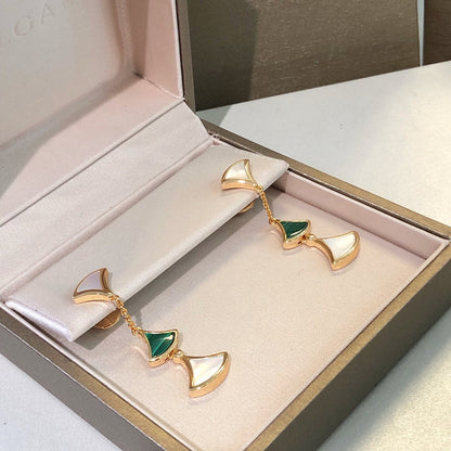 [Violet JW]DREAM EARRINGS 3 MOTIFS MALACHITE MOP PINK GOLD