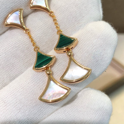 [Violet JW]DREAM EARRINGS 3 MOTIFS MALACHITE MOP PINK GOLD