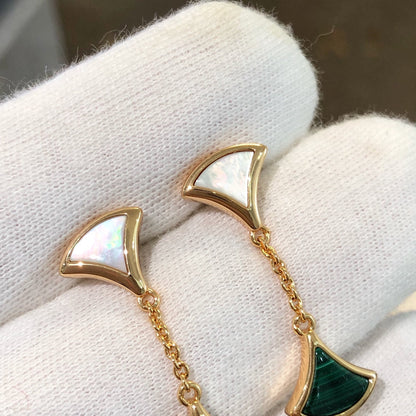 [Violet JW]DREAM EARRINGS 3 MOTIFS MALACHITE MOP PINK GOLD