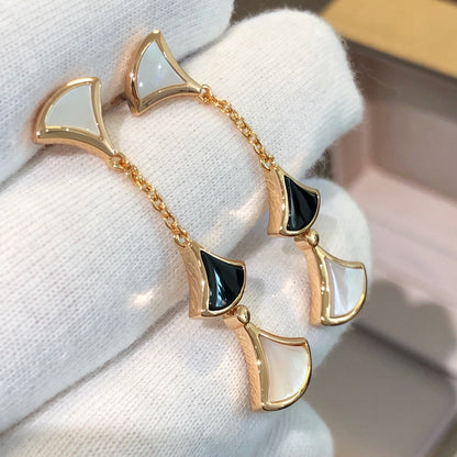 [Violet JW]DREAM EARRINGS 3 MOTIFS ONYX MOP PINK GOLD