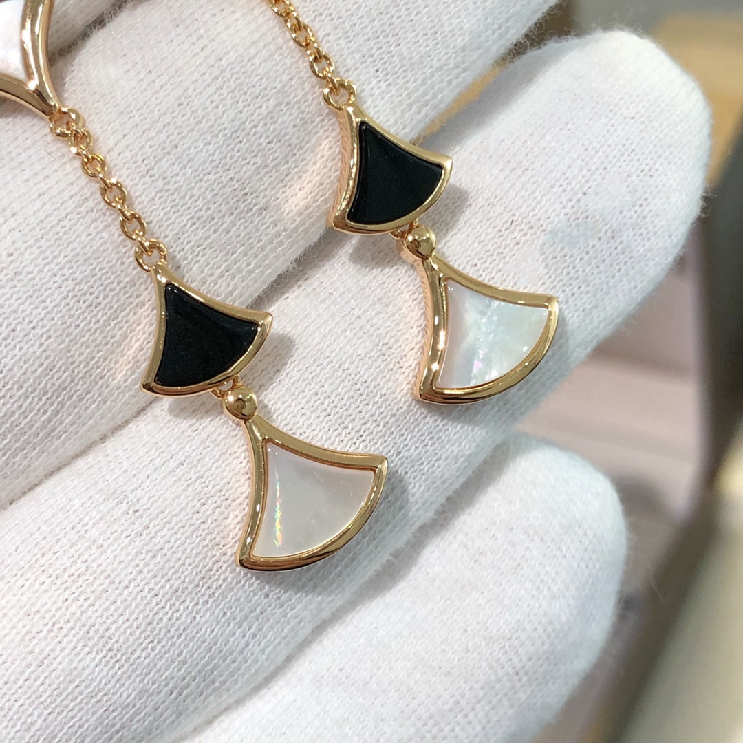 [Violet JW]DREAM EARRINGS 3 MOTIFS ONYX MOP PINK GOLD