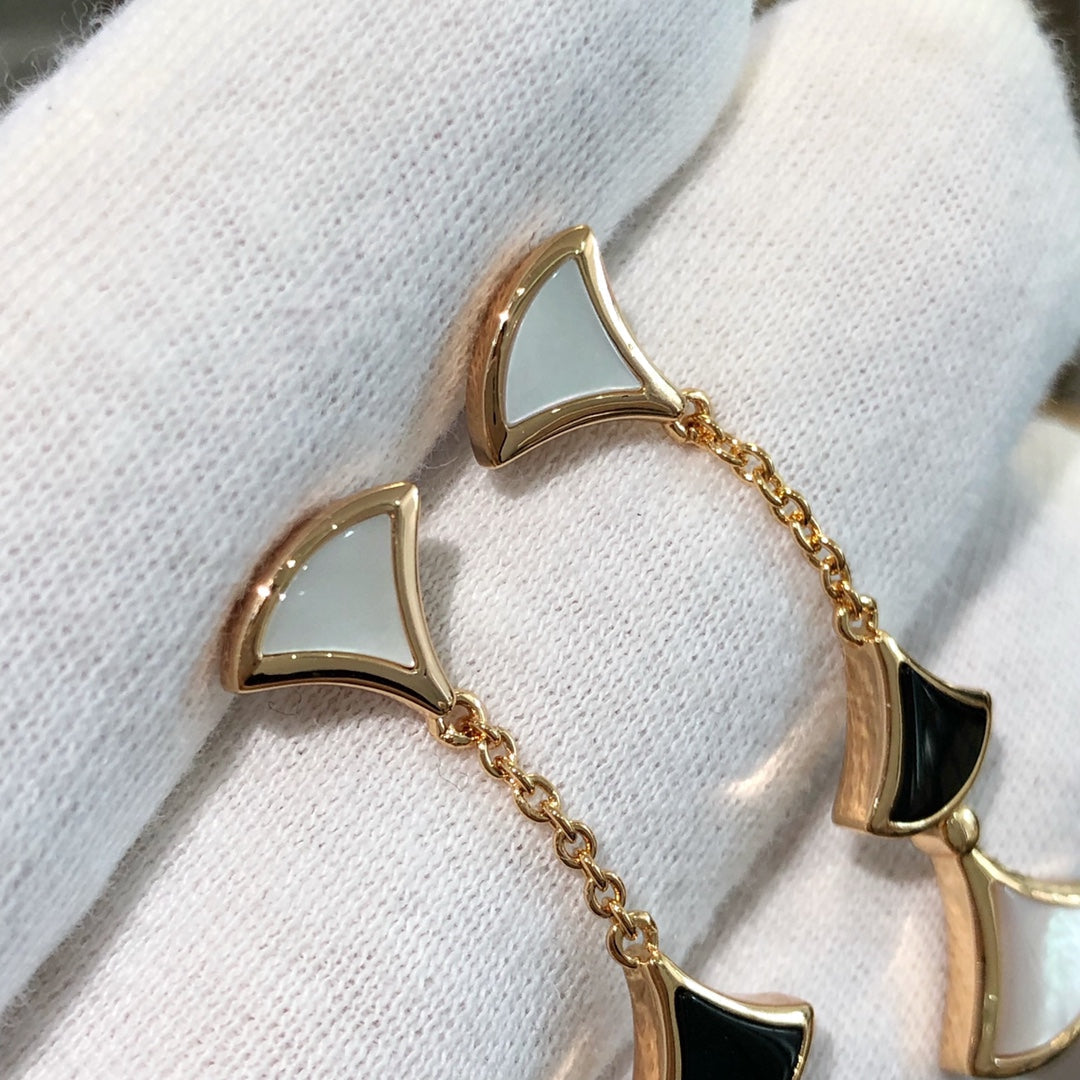 [Violet JW]DREAM EARRINGS 3 MOTIFS ONYX MOP PINK GOLD