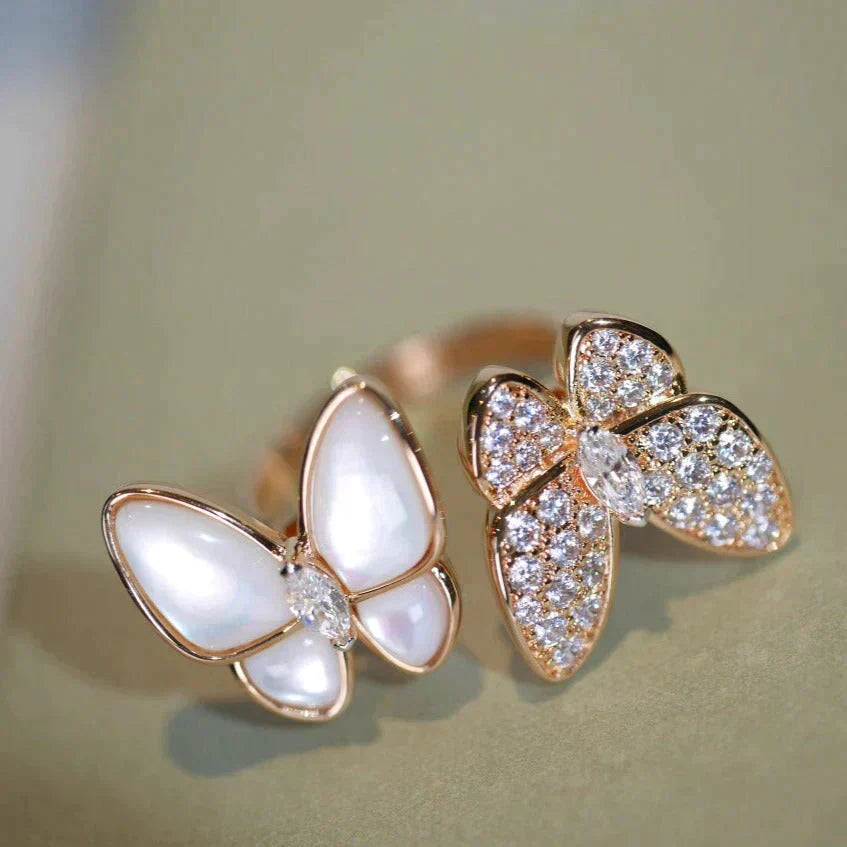 [Violet JW]TWIN BUTTERFLY DIAMOND MOP RING