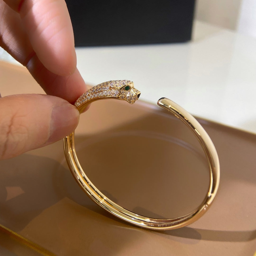 [Violet JW]PANTHERE GOLD DIAMOND OPEN BRACELET