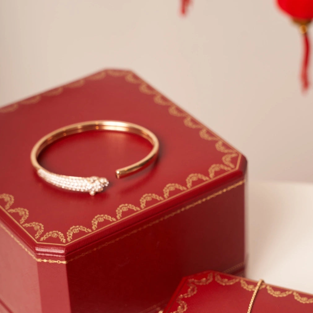 [Violet JW]PANTHERE ROSE GOLD DIAMOND OPEN BRACELET