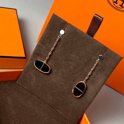 [Violet JW]CHAINE VERSO BLACK CERAMIC EARRINGS