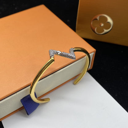 [Violet JW]VOLTE UPSITE DOWN DIAMOND GOLD OPEN BRACELET