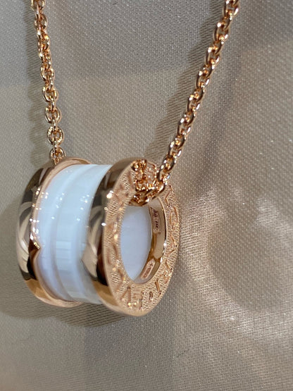 [Violet JW]ZERO 1 WHITE CERAMIC PINK GOLD NECKLACE