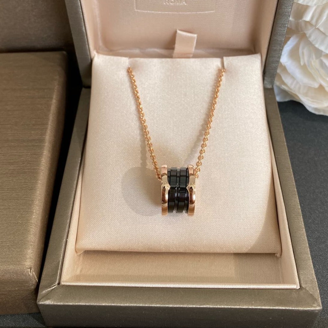 [Violet JW]ZERO 1 BLACK CERAMIC PINK GOLD NECKLACE