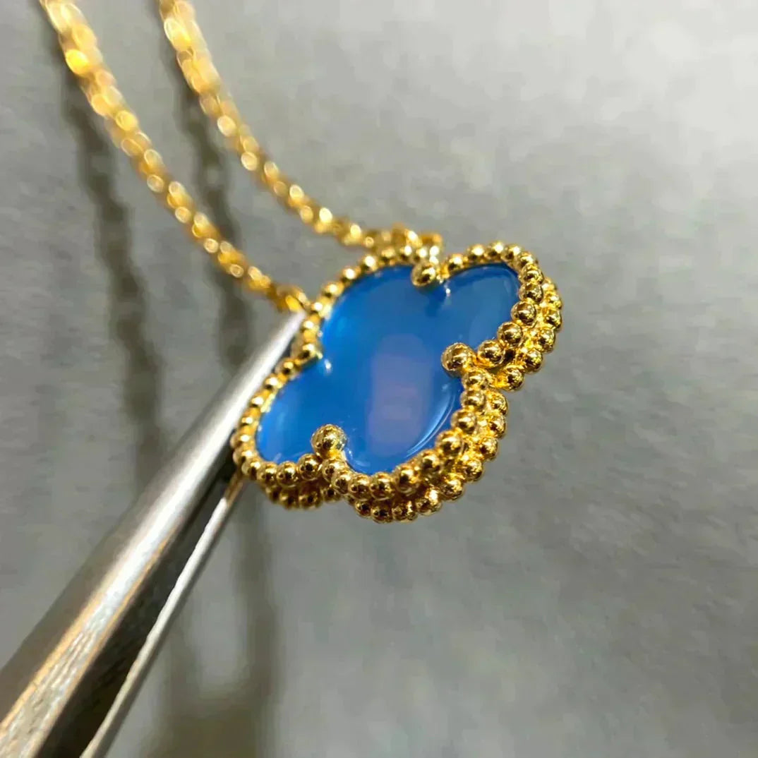 [Violet JW]CLOVER 15MM BLUE AGATE NECKLACE