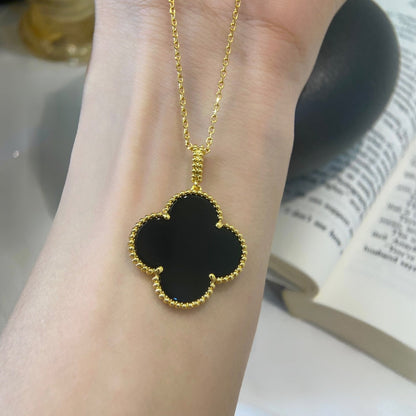 [Violet JW]CLOVER 25MM NECKLACE GOLD ONYX