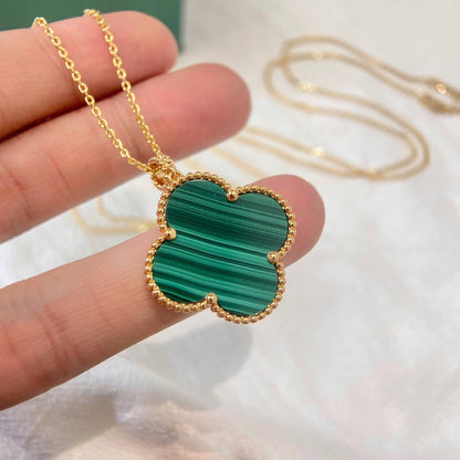 [Violet JW]CLOVER 25MM MALACHITE GOLD NECKLACE
