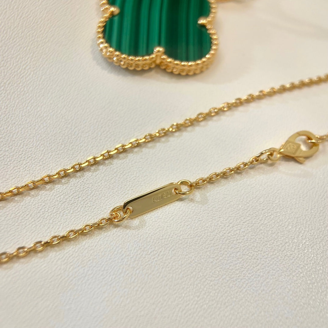 [Violet JW]CLOVER 25MM MALACHITE GOLD NECKLACE