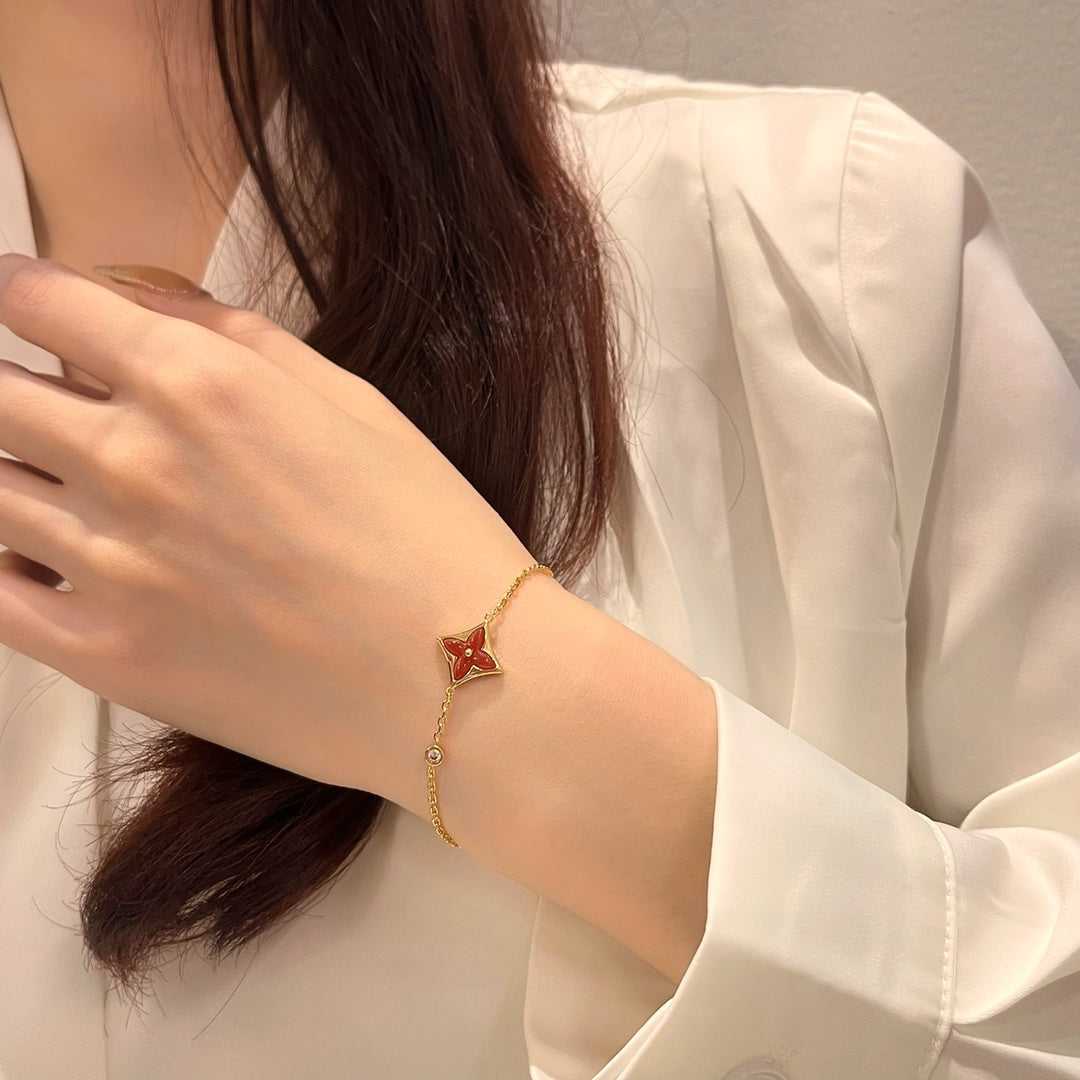 [Violet JW]COLOR STAR CARNELIAN PINK GOLD DIAMOND BRACELET