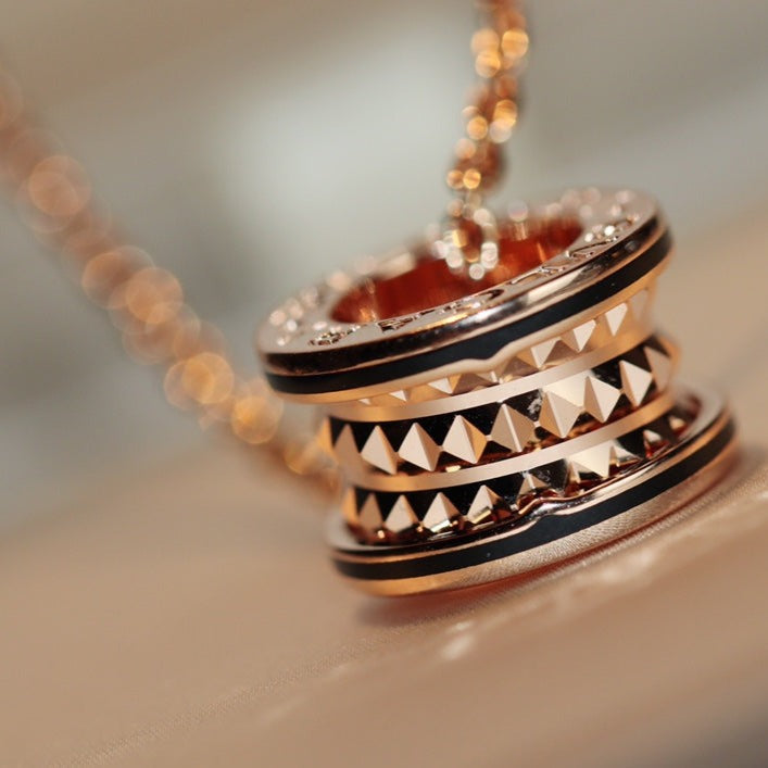 [Violet JW]ZERO 1 ROCK PEDANT PINK GOLD BLACK NECKLACE