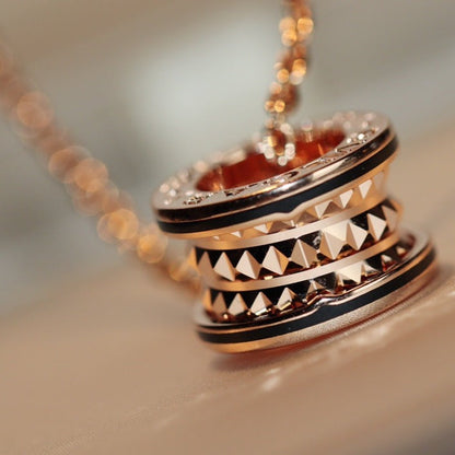 [Violet JW]ZERO 1 ROCK PEDANT PINK GOLD BLACK NECKLACE