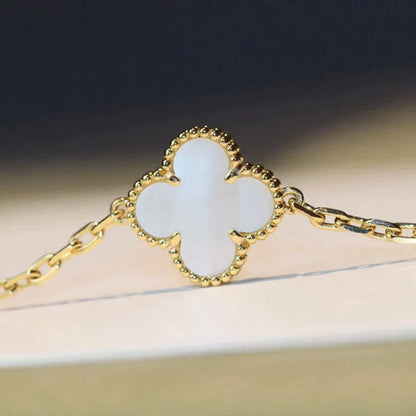 [Violet JW]CLOVER 20 MOTIFS WHITE MOP NECKLACE