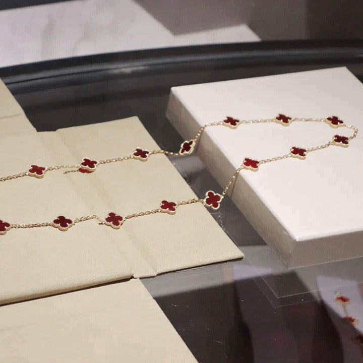 [Violet JW]CLOVER 20 MOTIFS CARNELIAN NECKLACE