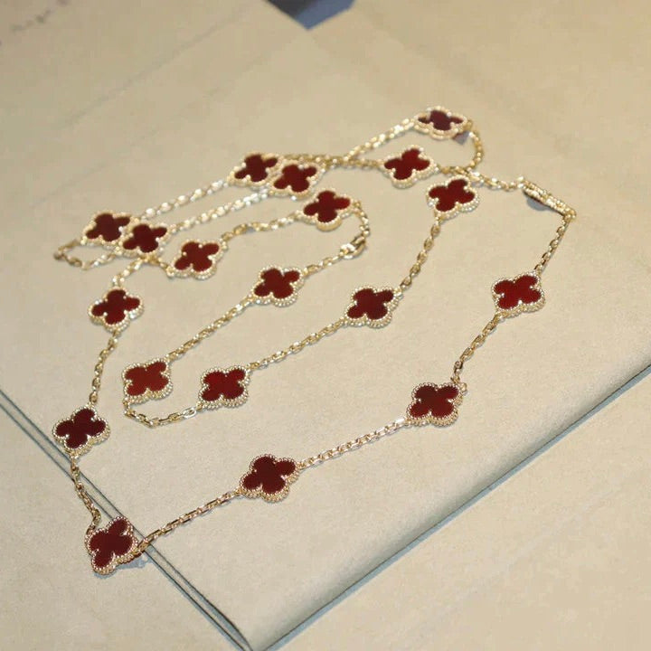 [Violet JW]CLOVER 20 MOTIFS CARNELIAN NECKLACE